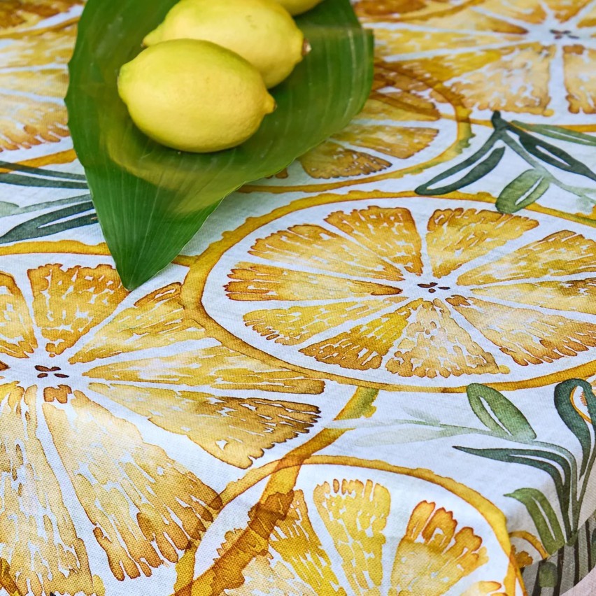 Tovaglia 100% cotone fantasia con limoni Vingi Tiffany Dis 16 