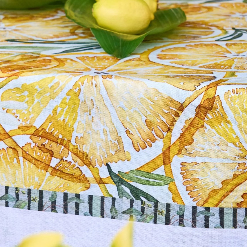 Tovaglia 100% cotone fantasia con limoni Vingi Tiffany Dis 16 