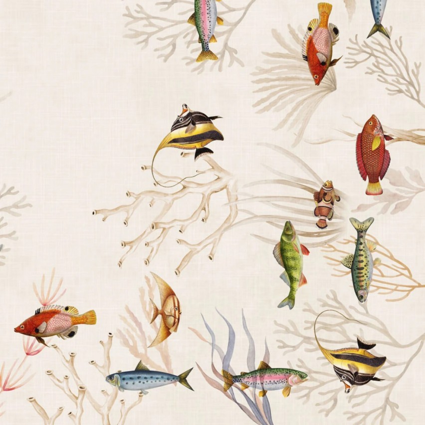 Tovaglia 100% cotone con pesciolini e coralli Tiffany dis.38 Vingi