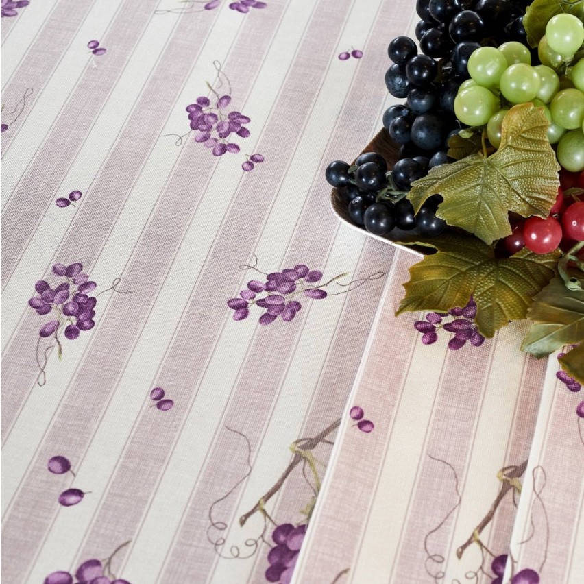 Tovaglia Vingi Armonia cod.A02 Var 2 rigata con uva cotone