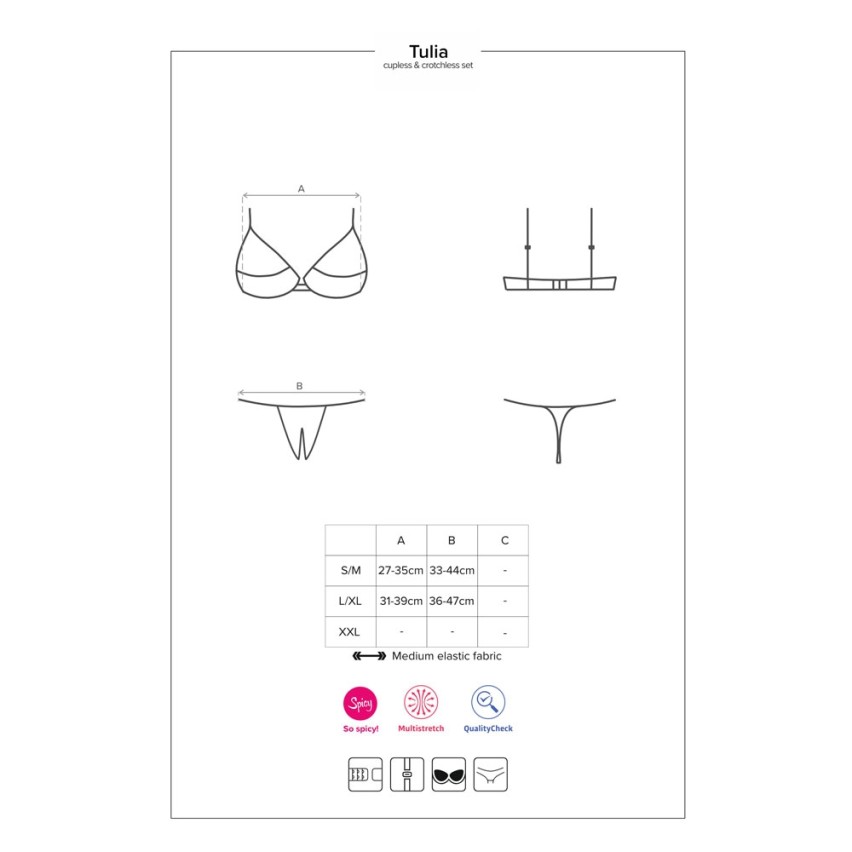 Sexy completino hot Obsessive Tulia Cupless crochless set  