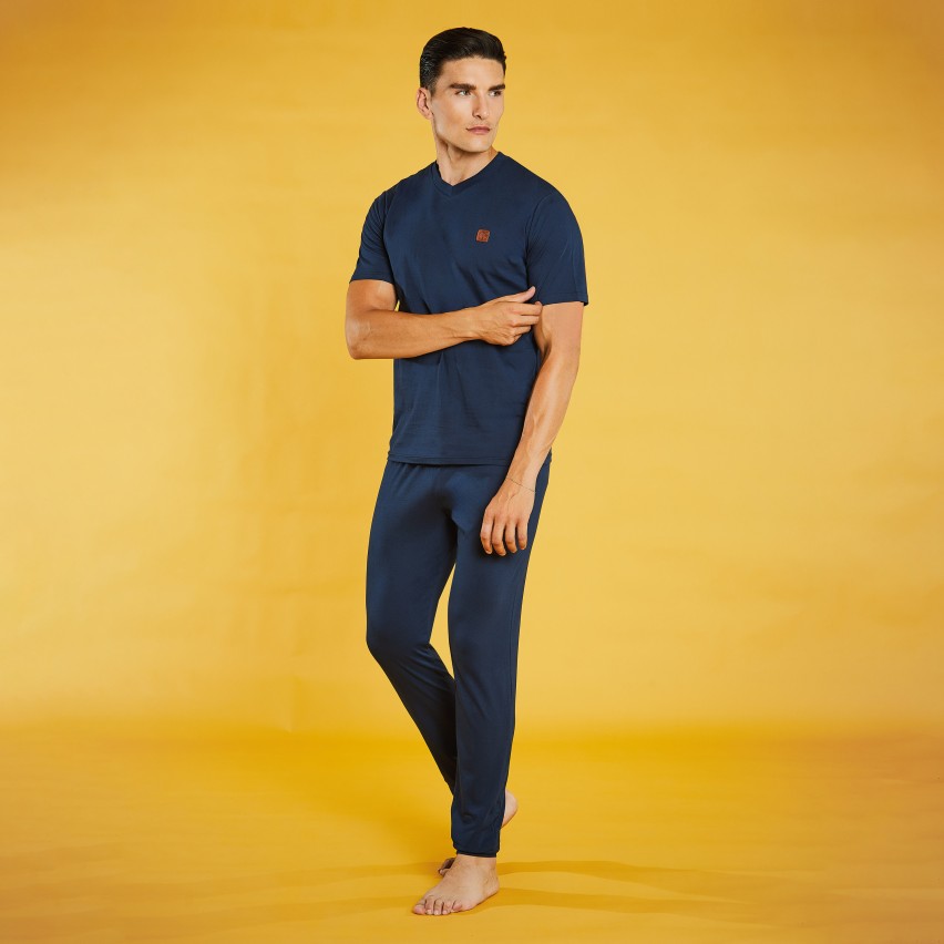 Pigiama tris uomo primaverile 100% cotone pantalone lungo + pantaloncino Nazareno Gabrielli U6002