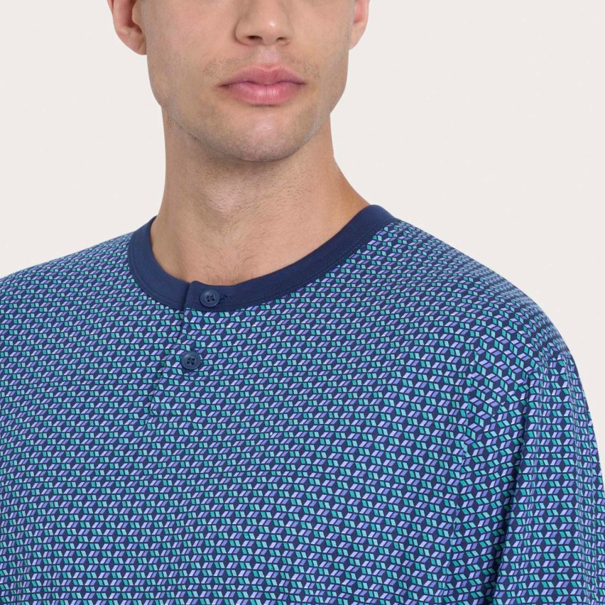 Pigiama Uomo scollo a serafino 100% cotone RAGNO U888N1