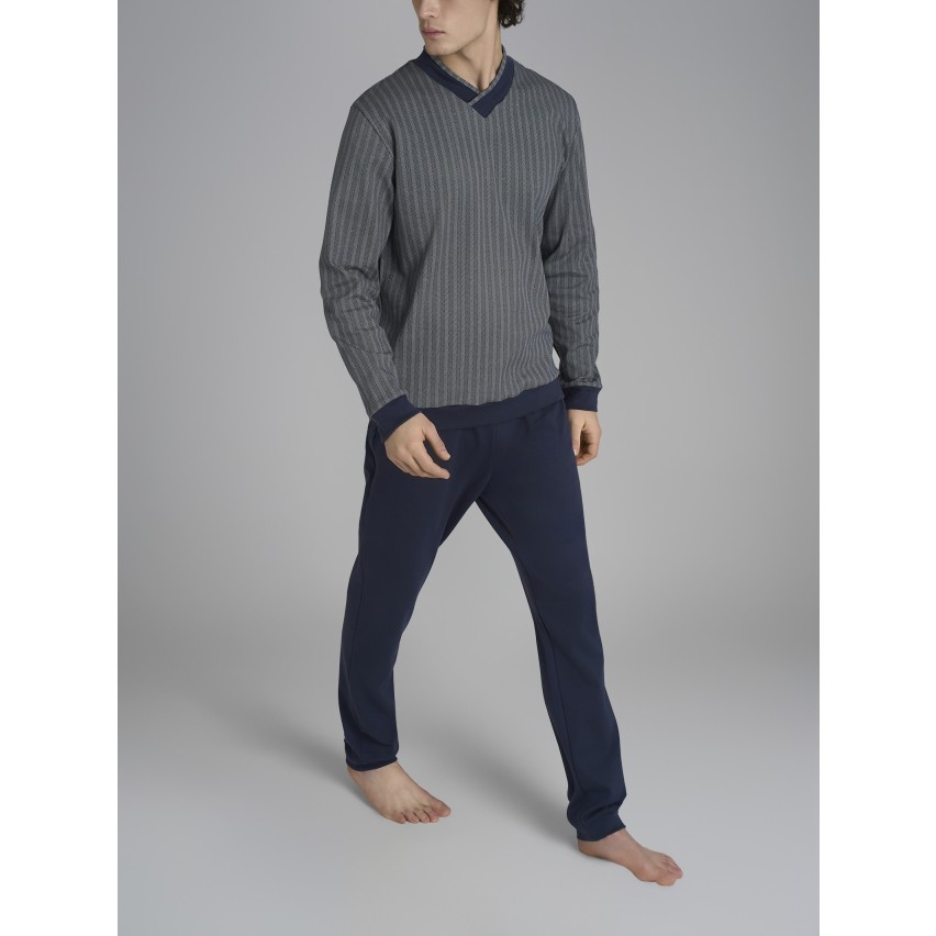 Pigiama uomo scollo a V interlock Ragno U961N2