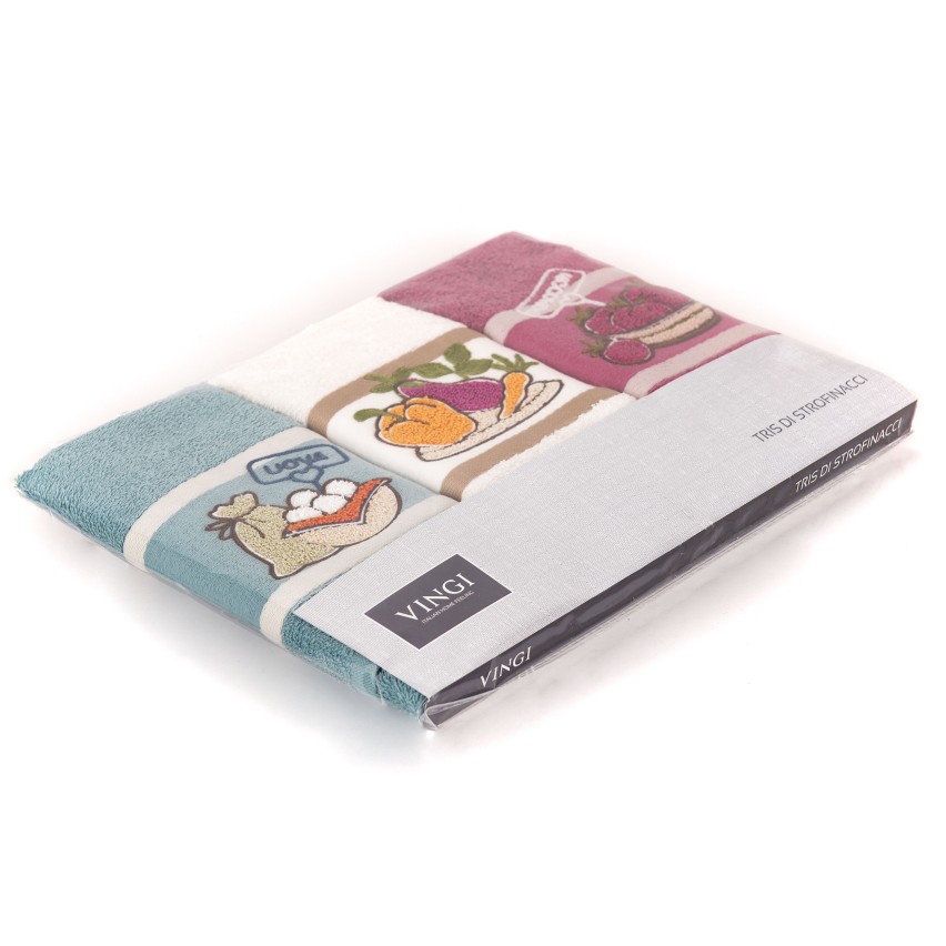 Brandsseller Set Di 3 Strofinacci In Cotone 50x70 Cm: Assorbenti, Motivo 9, Lavabili A 60°