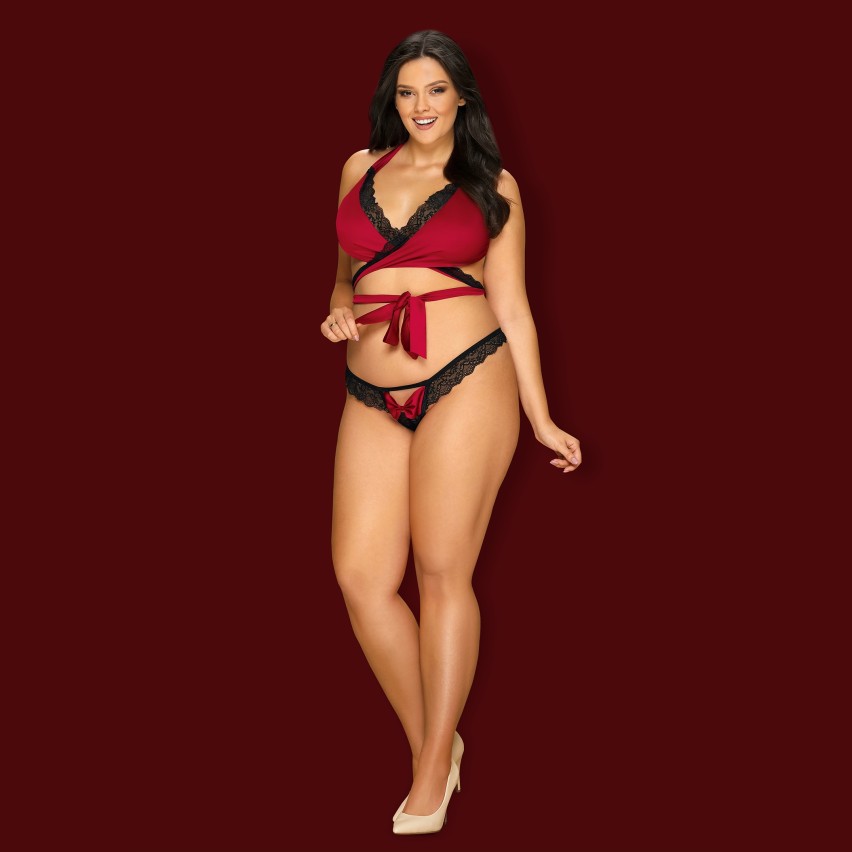 Set Obsessive Sensuelia 2 pezzi rosso raso e pizzo