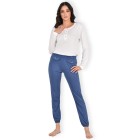 Pigiama donna Jadea cotone primaverile 3140 bianco jeans