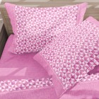Lenzuola letto in calda flanella Soffice Preziosa D12 rosa e bianco