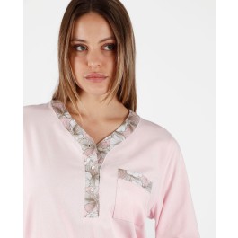 Pigiama donna manica lunga in cotone garzato Bisbigli