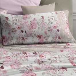 Laura Biagiotti Completo Letto 2 Piazze In Percalle Di Cotone 100% - Modello Monnaie Pesca - Lenzuolo Sotto Con Angoli 180x200, Sopra 260x290, 2 Federe 52x80