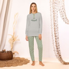 Vsadsau Pigiama da donna in cotone a maniche lunghe pantaloni pigiama set primavera donna servizio a casa pigiama, 01, L