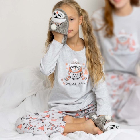 Pigiama bimba caldo cotone con gufo 3D Admas 63351