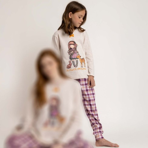 Pigiama bimba in caldo cotone tartan Santoro 63409