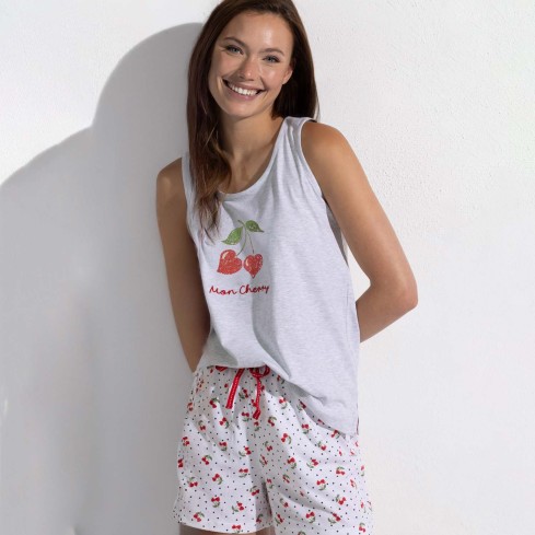Pigiama donna con pois e ciliegie cotone Admas 64086