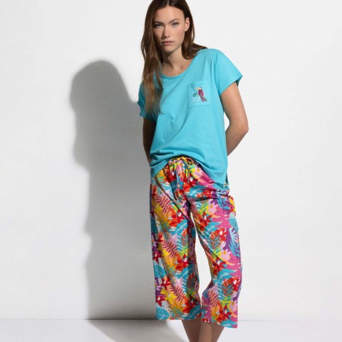 Pigiama donna tropicale pantalone capri Admas 64123