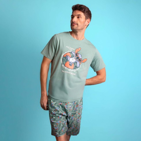 Pigiama uomo corto 100% cotone Stitch Disney 64203