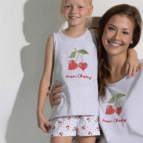 Pigiama bimba con pois e ciliegie cotone Admas 64352