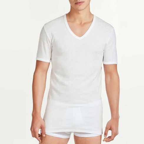 Maglia uomo manica corta cotone e lana Ragno 065458