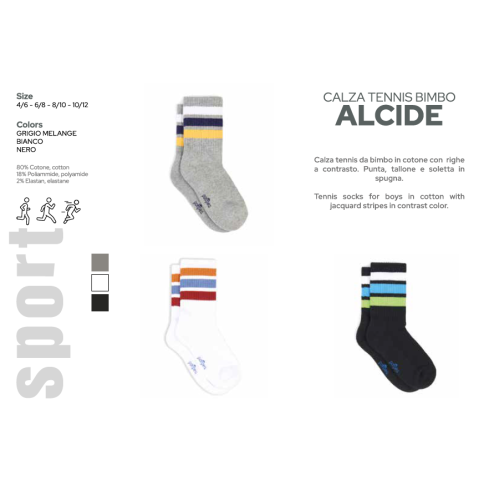 Calze tennis spugna cotone bimbo Pompea Alcide 6 paia