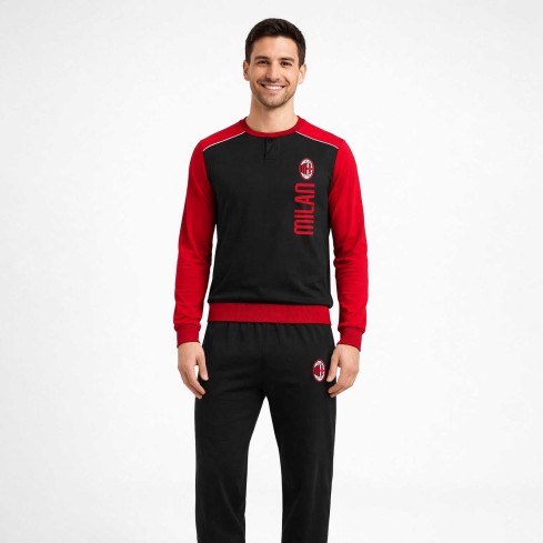 Pigiama uomo ufficiale Milan in caldo cotone rossonero PIGM 1180