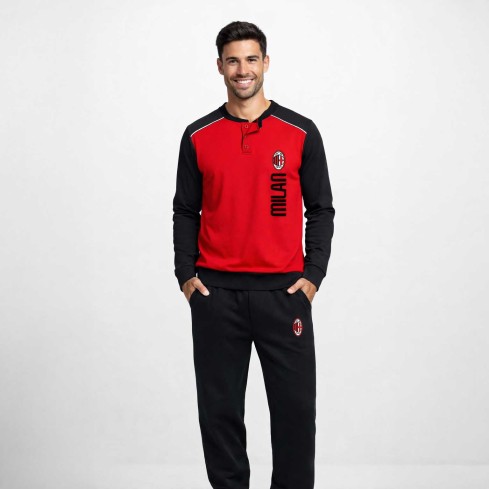 Pigiama uomo ufficiale Milan in caldo cotone rossonero PIGM 1180