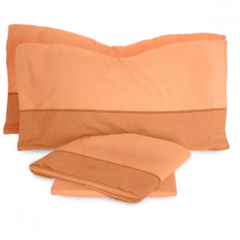 Completo lenzuola letto matrimoniale 2 piazze cotone Biancaluna Dern arancio