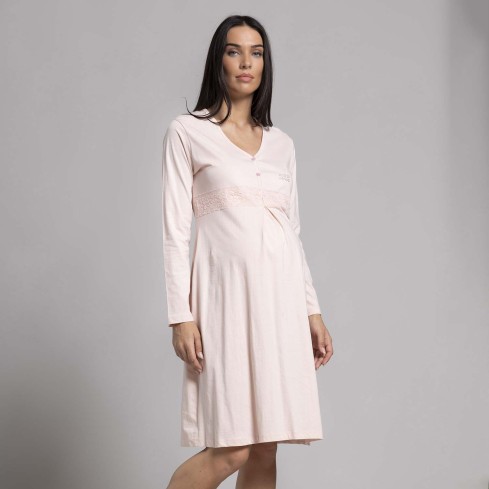 Camicia da notte premaman in cotone leggero Biancaluna 26D21314