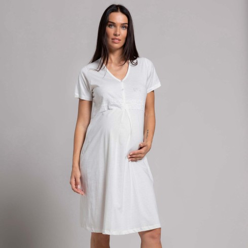 Camicia da notte premaman cotone leggero Biancaluna 26D21315