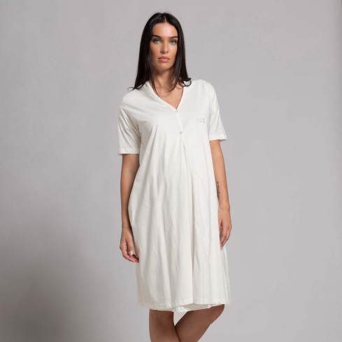 Vestaglia donna premaman manica corta in cotone Biancaluna 26D21316