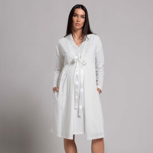 Vestaglia donna premaman in cotone leggero Biancaluna 26D21317