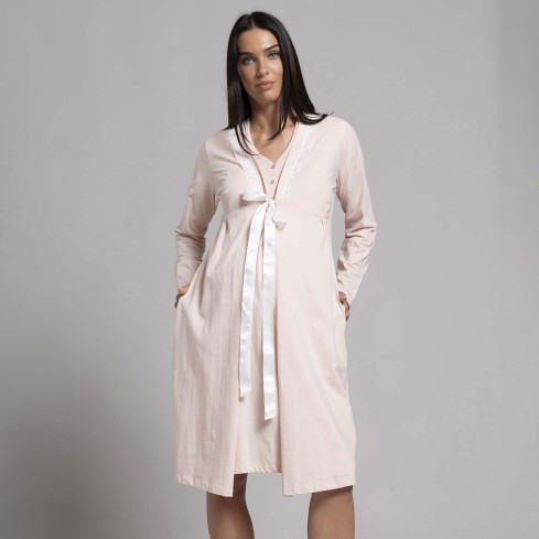 Vestaglia donna premaman in cotone leggero Biancaluna 26D21317