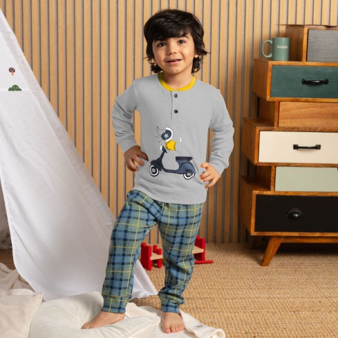 Pigiama bimbo tartan 100% caldo cotone Biancaluna 25U00406