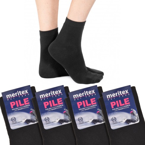 Calze corte Pile Meritex 317 nere donna 4 paia