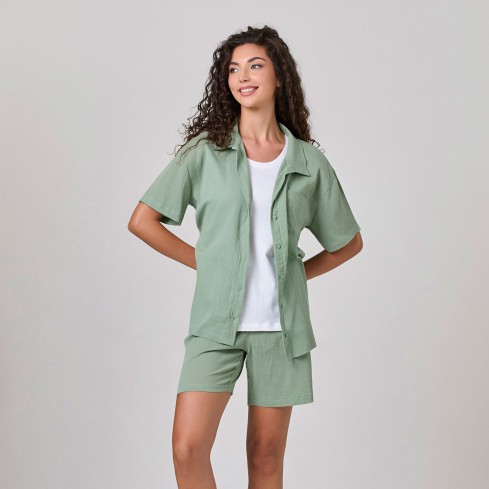 Pigiama donna in cotone crêpe 3 pezzi Jadea 3273