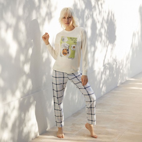 Pigiama donna a quadretti in cotone Jadea 3275