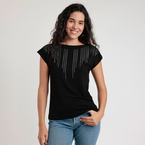 Maglia donna con stass luminosi in viscosa Admas 43625