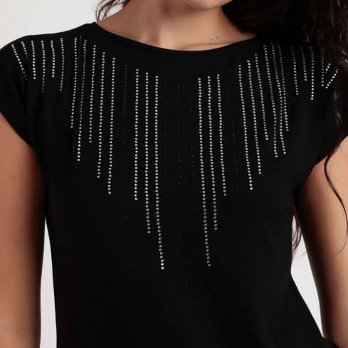 Maglia donna con stass luminosi in viscosa Admas 43625