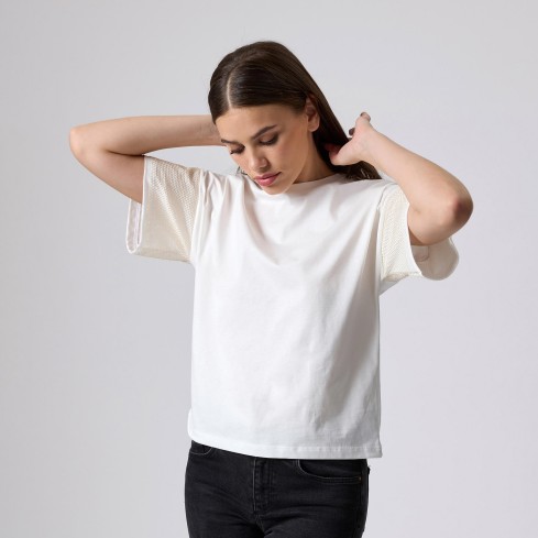 Maglia Oversize Donna rete lurex brillantinata sulla manica Jadea 4758