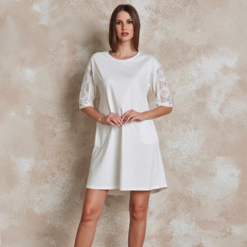 Abitino con maniche in pizzo 100% cotone Lunatica 51143