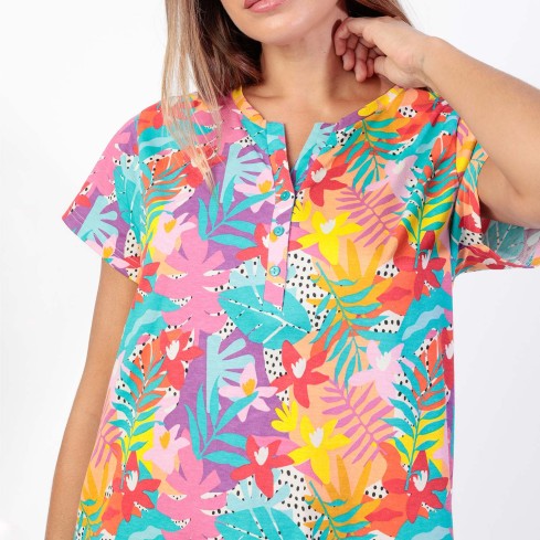 Camicia da donna scollo serafno tropicale Admas 61499