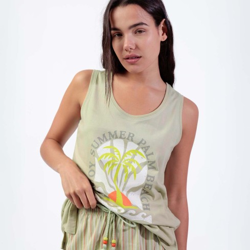 Pigiama donna corto con canotta cotone Admas 64065