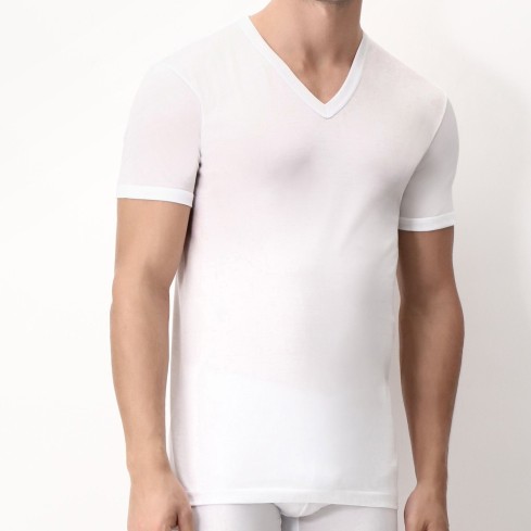 Maglia intima uomo Cagi 1304 filo di scozia manica corta V