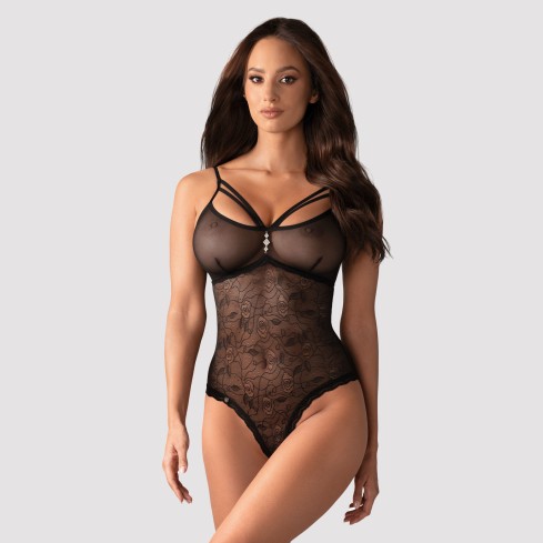 Sexy body intimo Obsessive 818-ted-1 cavallo aperto pizzo nero
