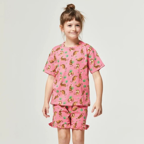 Pigiama bimba corto stampa tropicale Pompea Spinoza