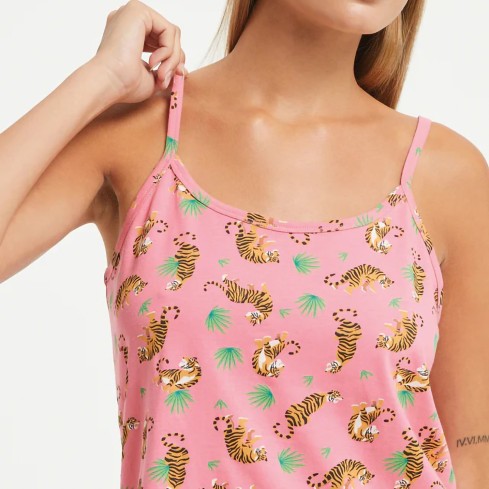 Pigiama donna tropicale corto canotta bretelline Pompea Panarea