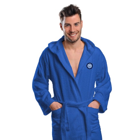Accappatoio ufficiale Inter in spugna con cappuccio 100% cotone