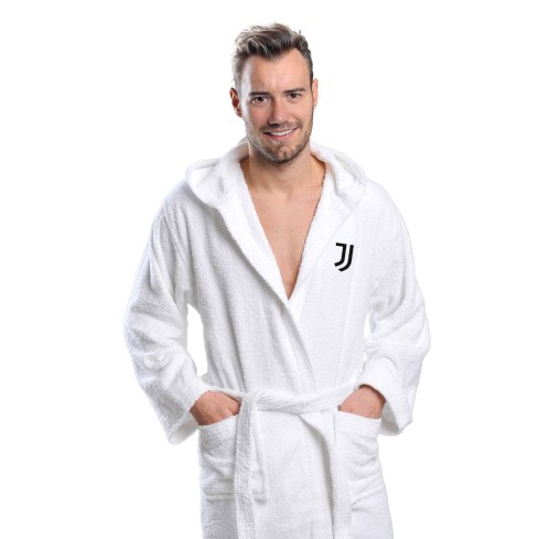 Accappatoio ufficiale Juventus in spugna con cappuccio 100% cotone