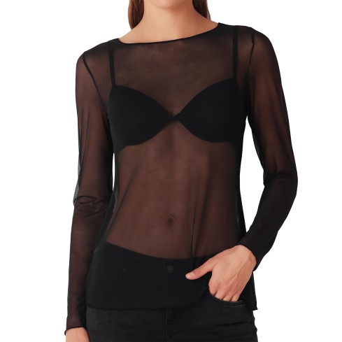 Maglia girocollo in tulle trasparente Cotonella ADC40