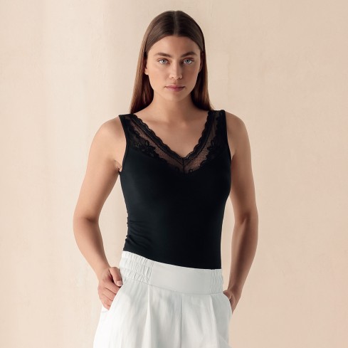 Canotta spalla larga scollo a v Cotonella ADC61