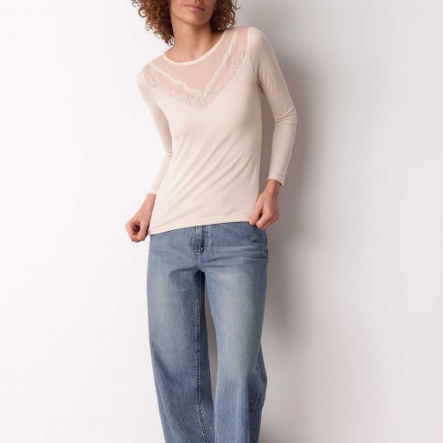 Maglia donna scollo a v pizzo Cotonella ADD10